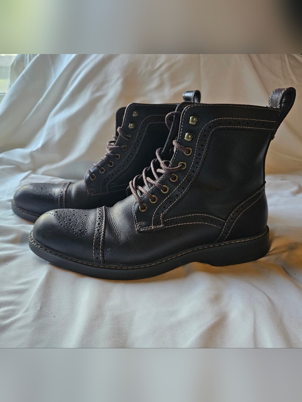 G.H. Bass & Co. Black Leather Chukka Wingtip Boots - Picture 2 of 7